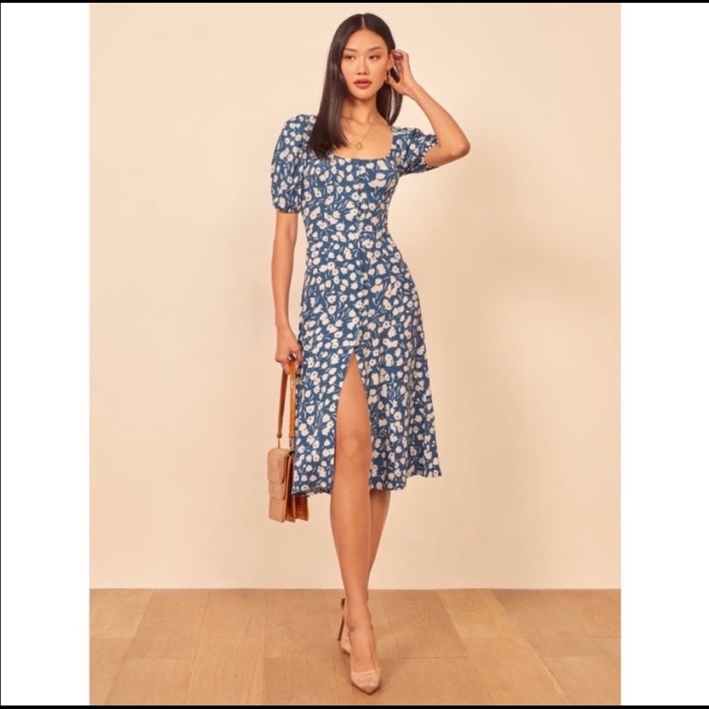 Reformation Blue Floral Beechwood dress
